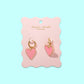 Huggie Earrings - Pink Enamel Heart Charms
