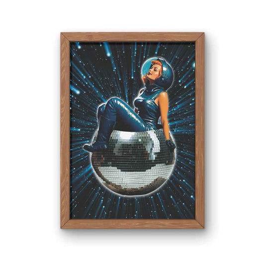 Blue Space Disco Ball Collage Print
