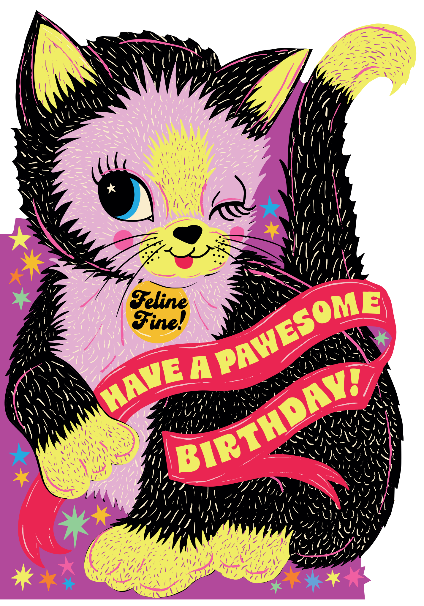 Pawsome Cat Birthday Card