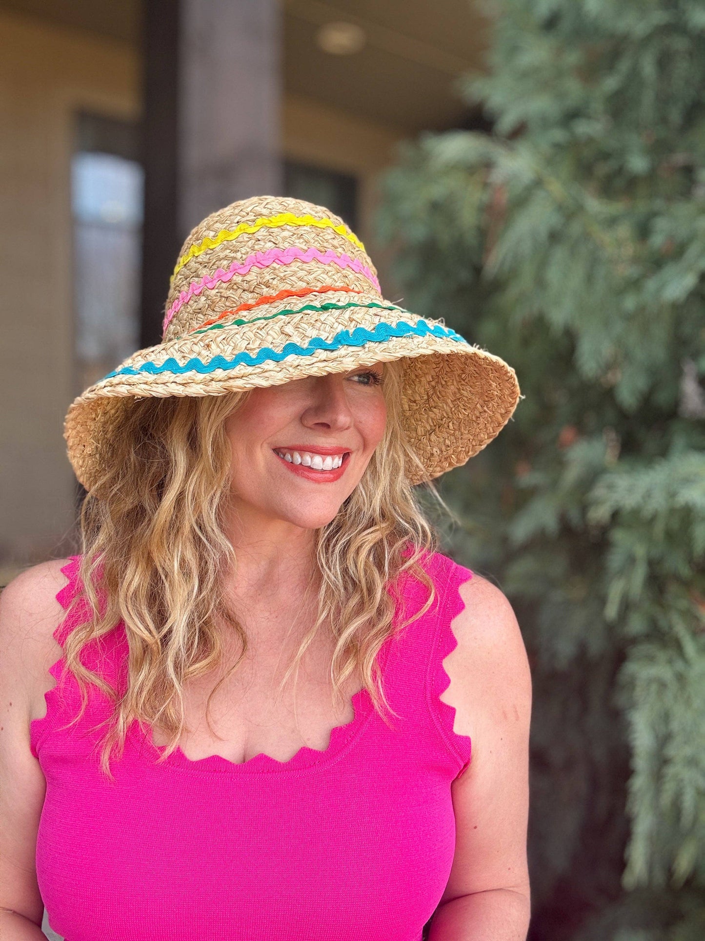 Colorful Raffia Bucket Hat