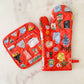 Kitchen Shelf Cotton Oven Mitt + Pot Holder Set