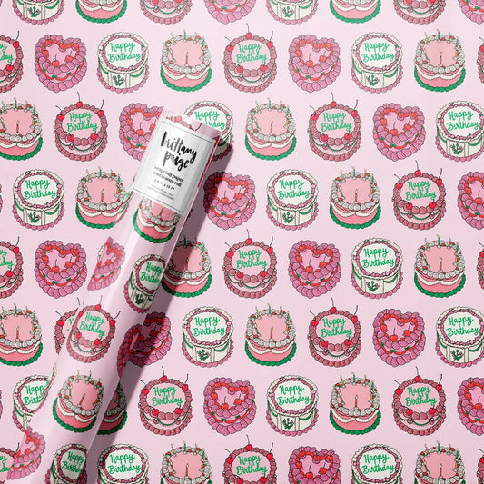 Vintage Birthday Cakes Wrapping Paper Roll