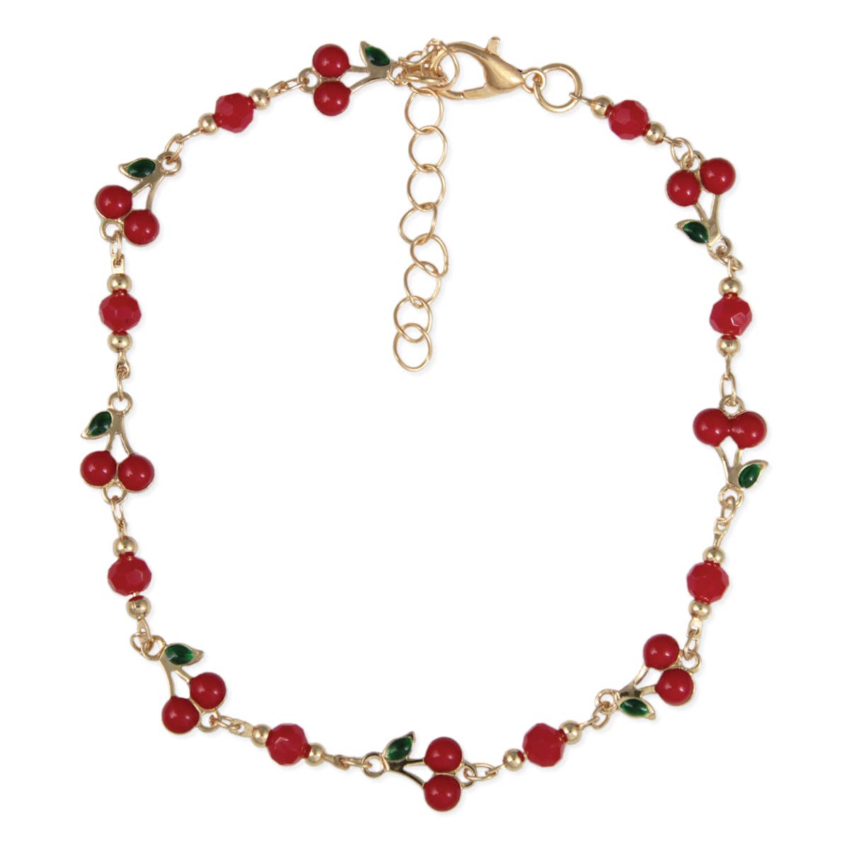 Sweet Cherries Red Bead Anklet