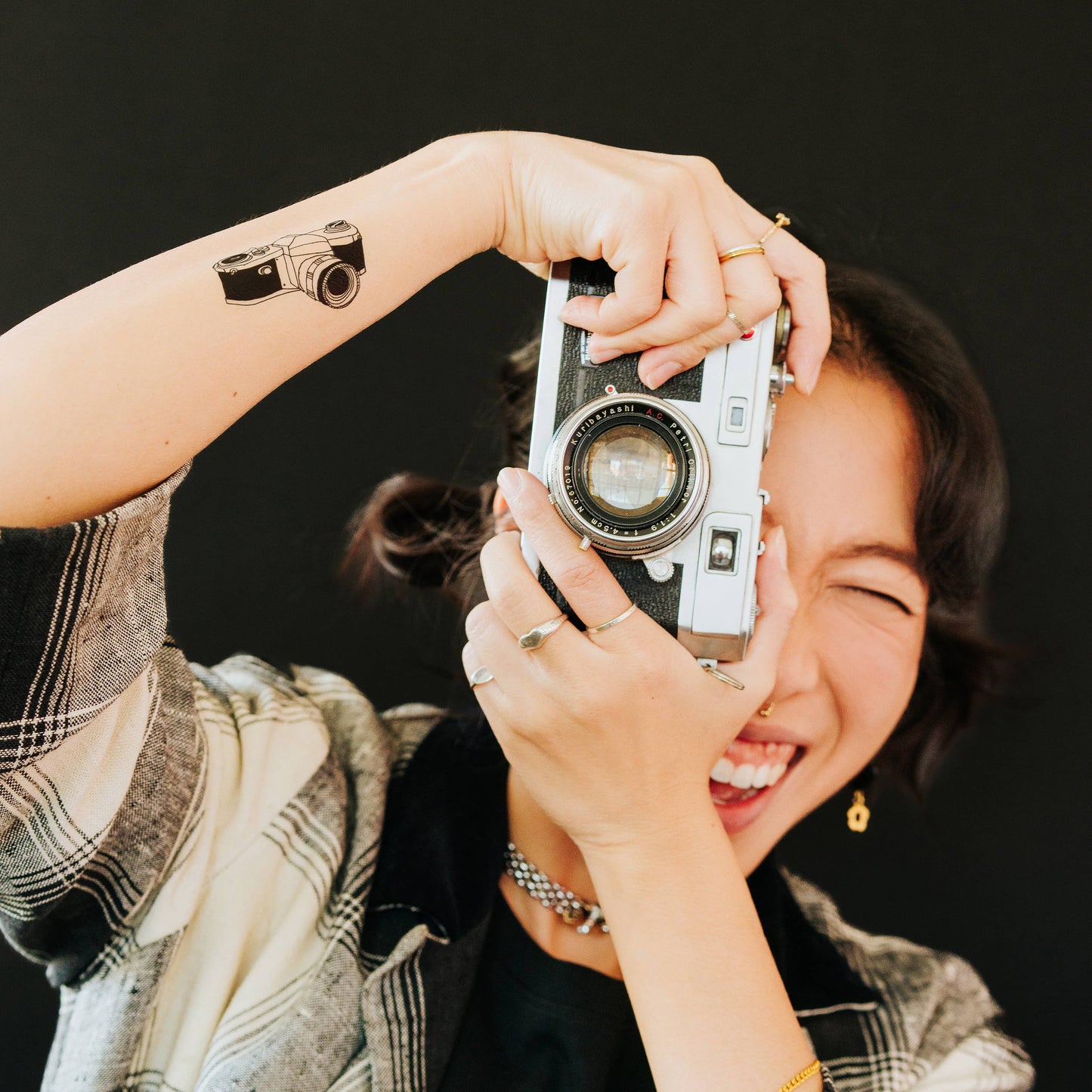 Classic Camera Tattoo Pair