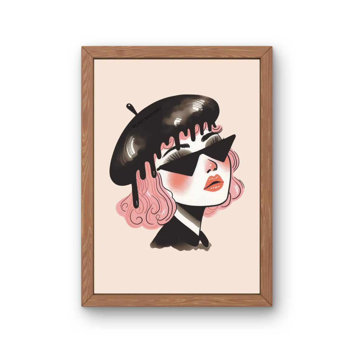 Drip Beret Art Print, Funky Female Wall Decor