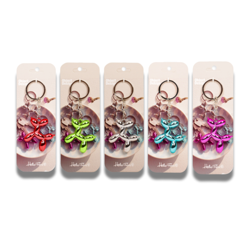 Metallic Balloon Puppy Keychains