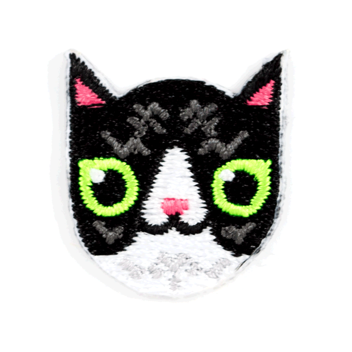 Black and White Cat Embroidered Sticker Patch 1" x 1"