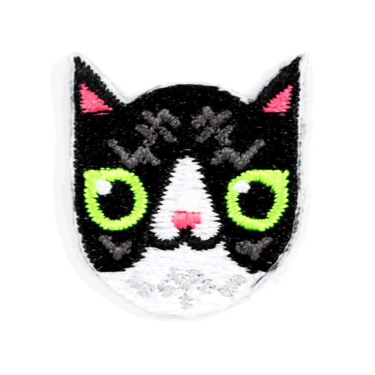Black and White Cat Embroidered Sticker Patch 1" x 1"