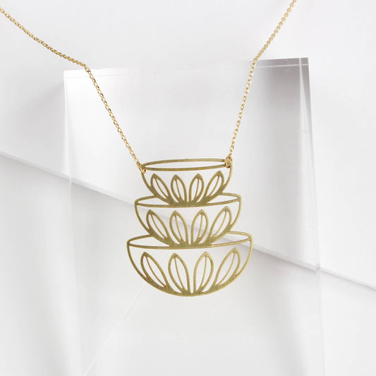Retro Bowls Stacked Necklace