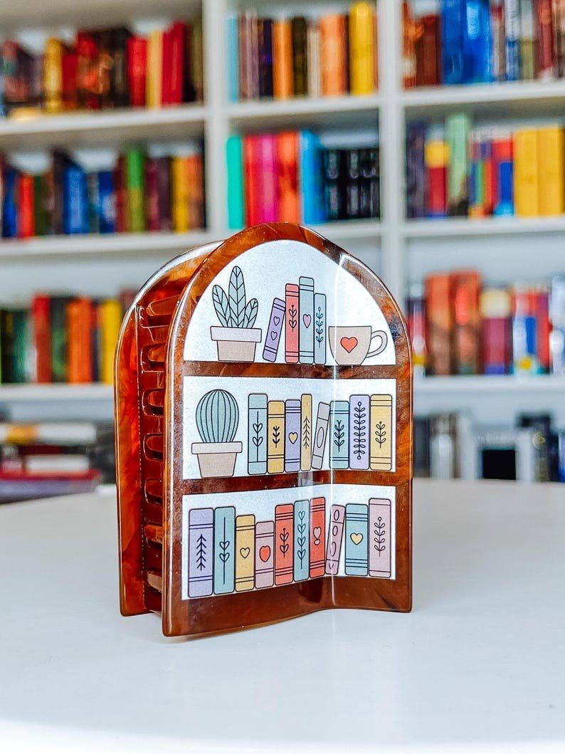 Cozy Bookshelf Hair Claw Clip