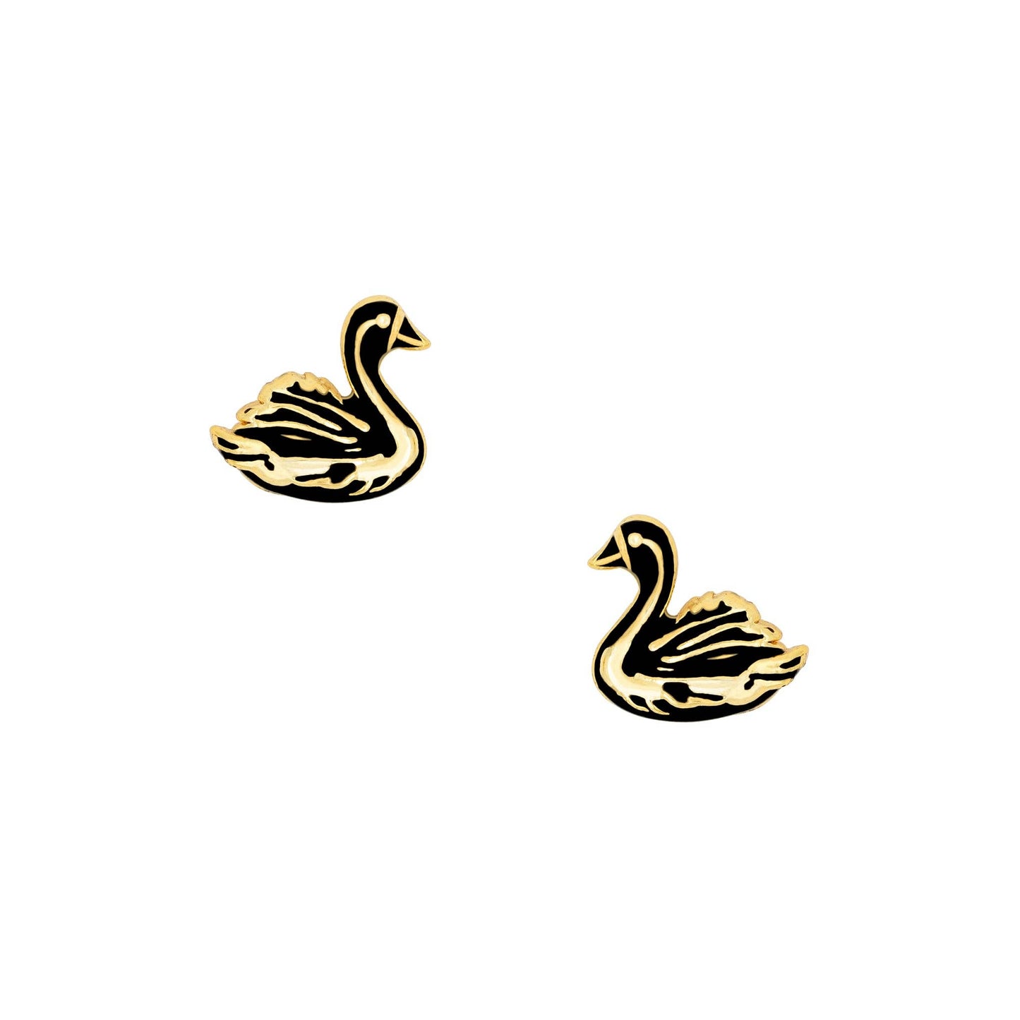 Black Swan Stud Earrings 18K Gold Plated