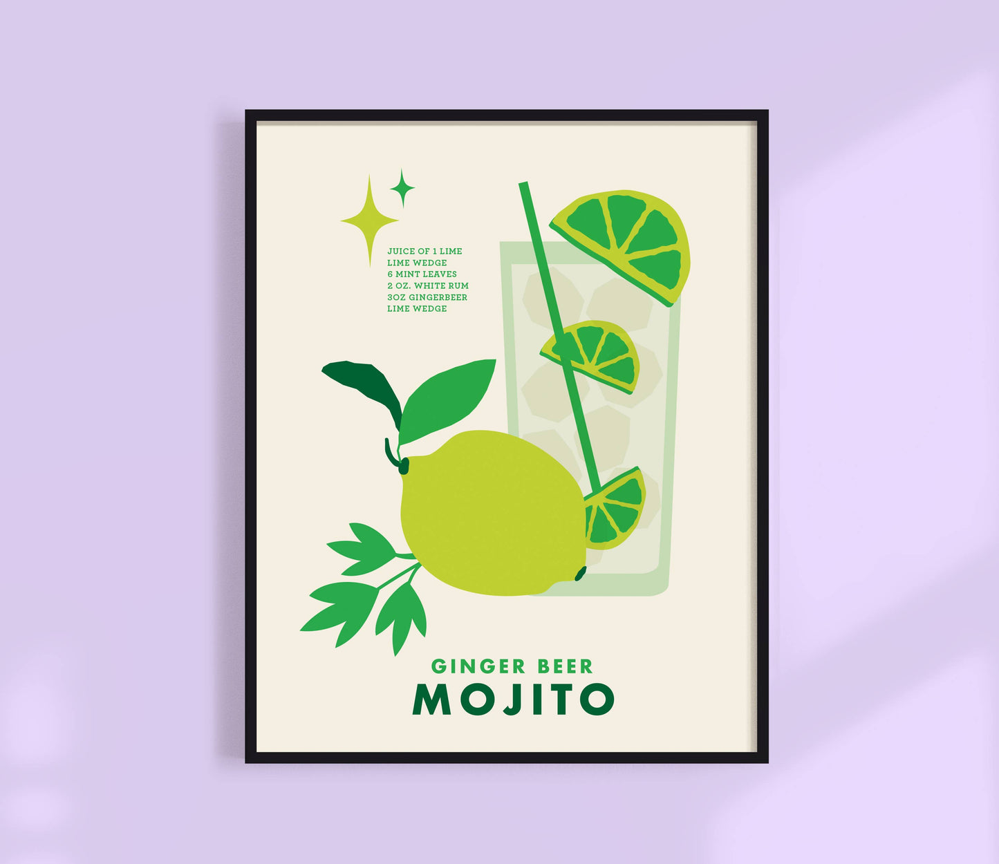 Mojito Cocktail Print 11x14