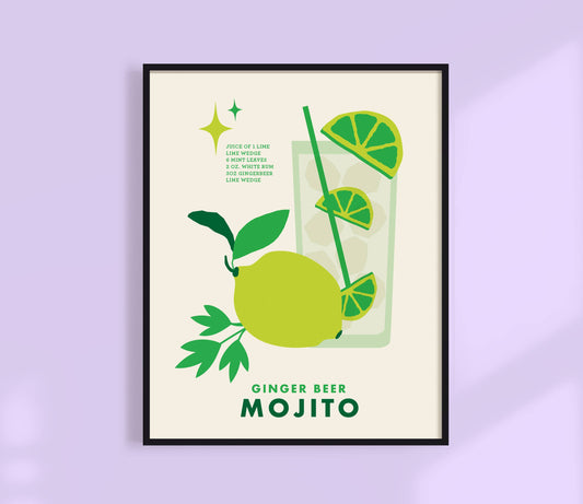 Mojito Cocktail Print 11x14