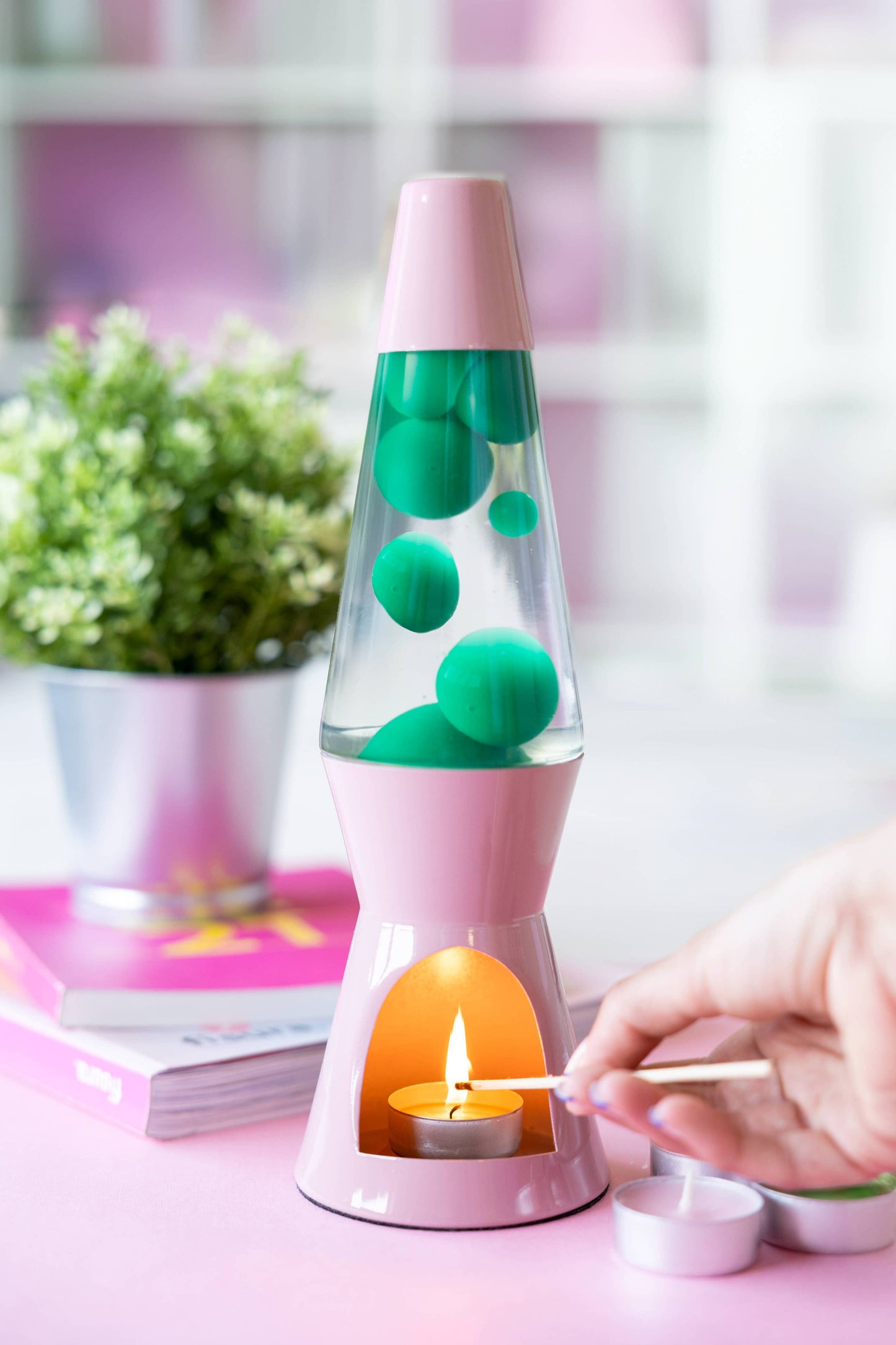 Pink and Green Lava Lamp Candle