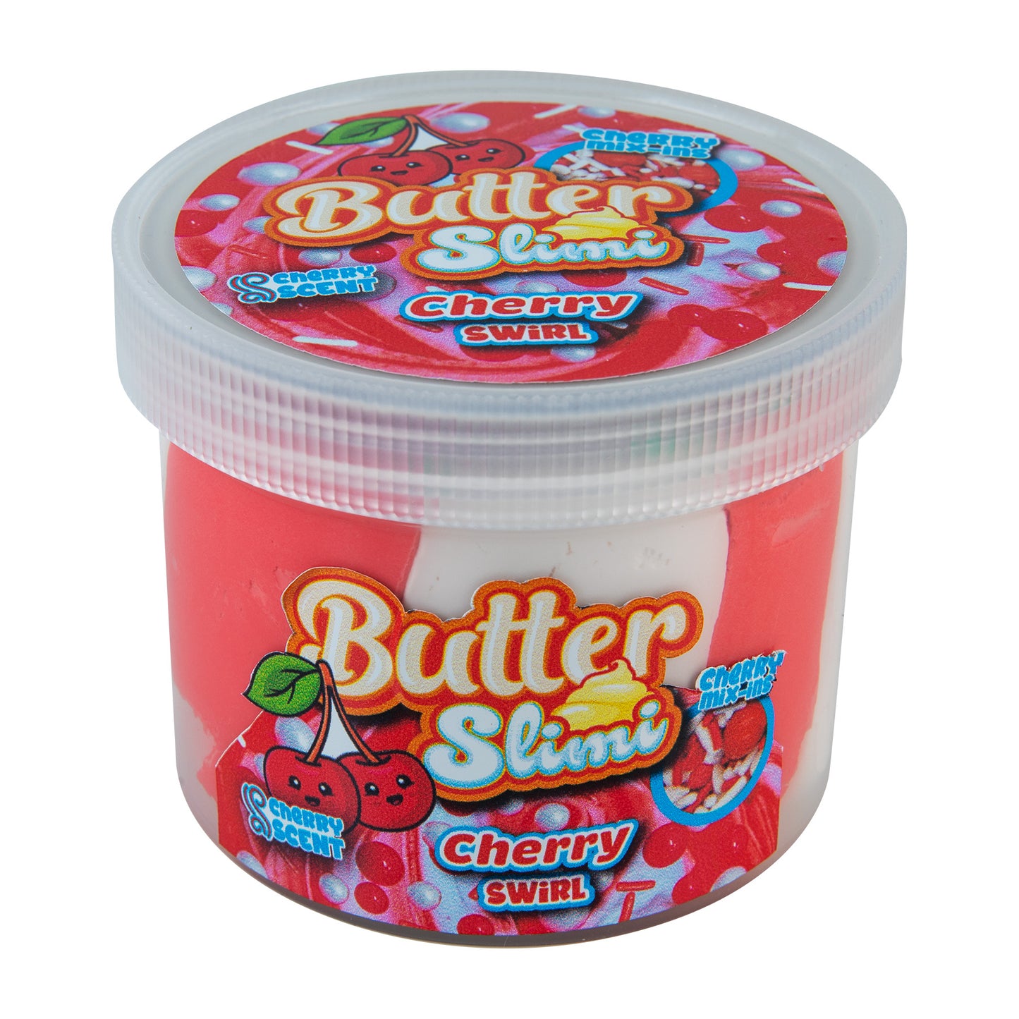 Container of Butter Slimi Cherry Swirl on a white background