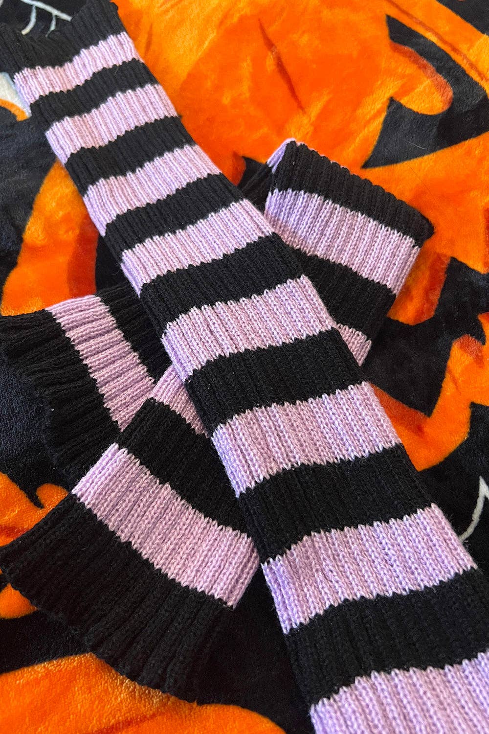 Funeral Flowers Striped Leg Warmers