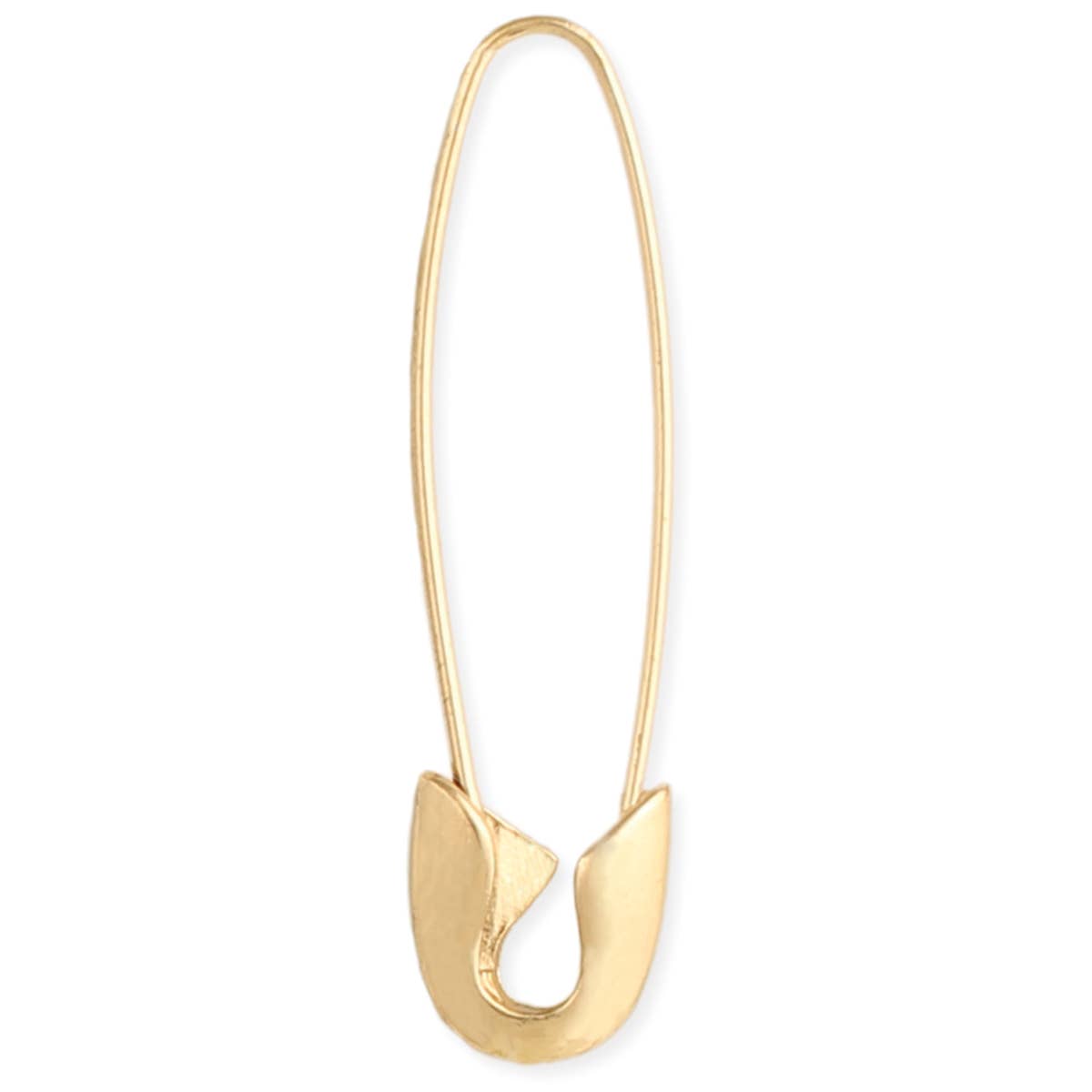 Gold safety pin on a white background