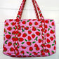 Quilted Duffle Bag | Weekender Overnight Bag | Strawberry