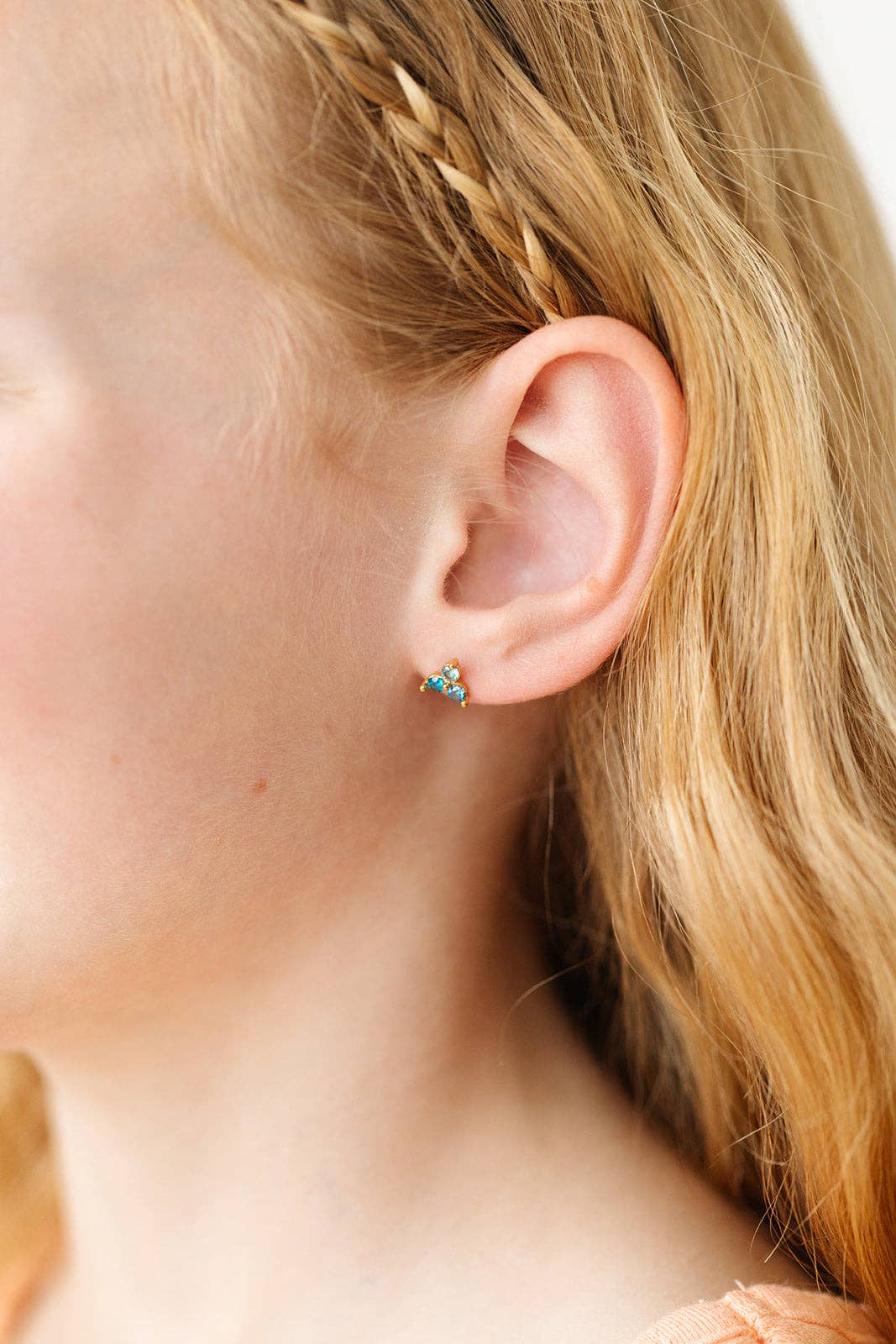 Electric Blue Ombré Gem Flat Back Stud Earrings - Hypoallergenic
