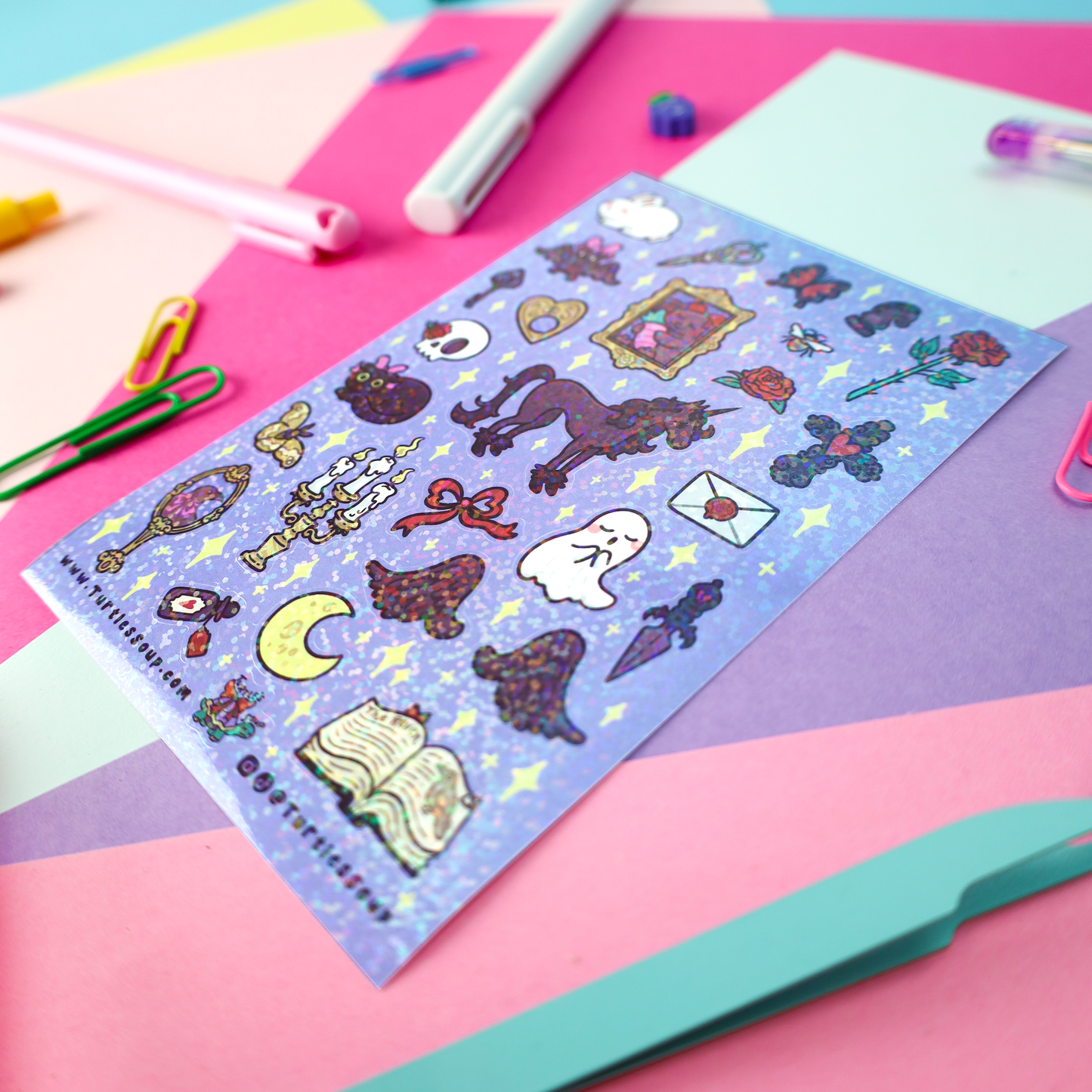 Goth Romance Dark Stationery Planner Sticker Sheet