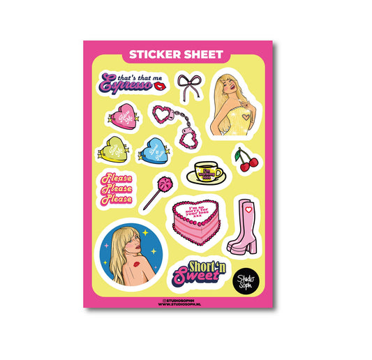 Pop Girl Pink Yellow Sticker Sheet