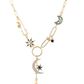 Celestial Coin Charm Hamsa Necklace