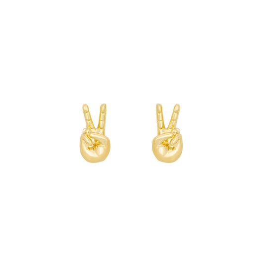 Peace Sign Studs 18K Gold Plated