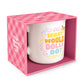 Mug with 'What Would Dolly Do?' text in a pink box packaging