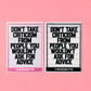 Don't Take Criticism Letter Board Magnet: Black and White