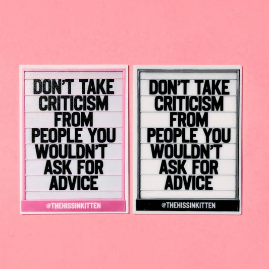 Don't Take Criticism Letter Board Magnet: Black and White
