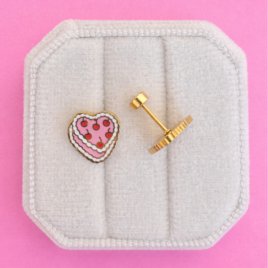 Vintage Heart Cake Stud Earrings