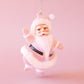 Retro Flocked Dancing Santa Ornament