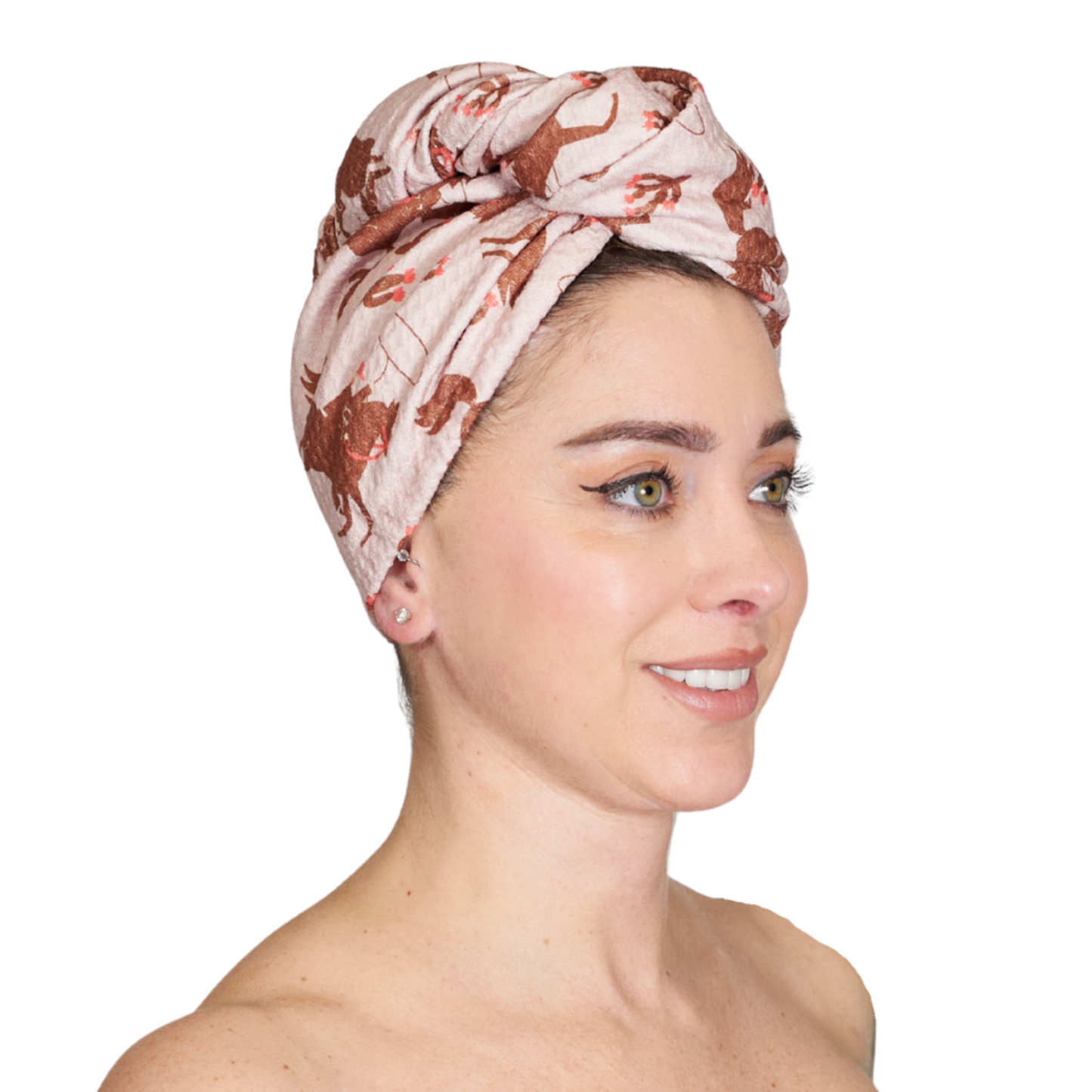 Rodeo Coral Hair Towel Wrap Double Sided