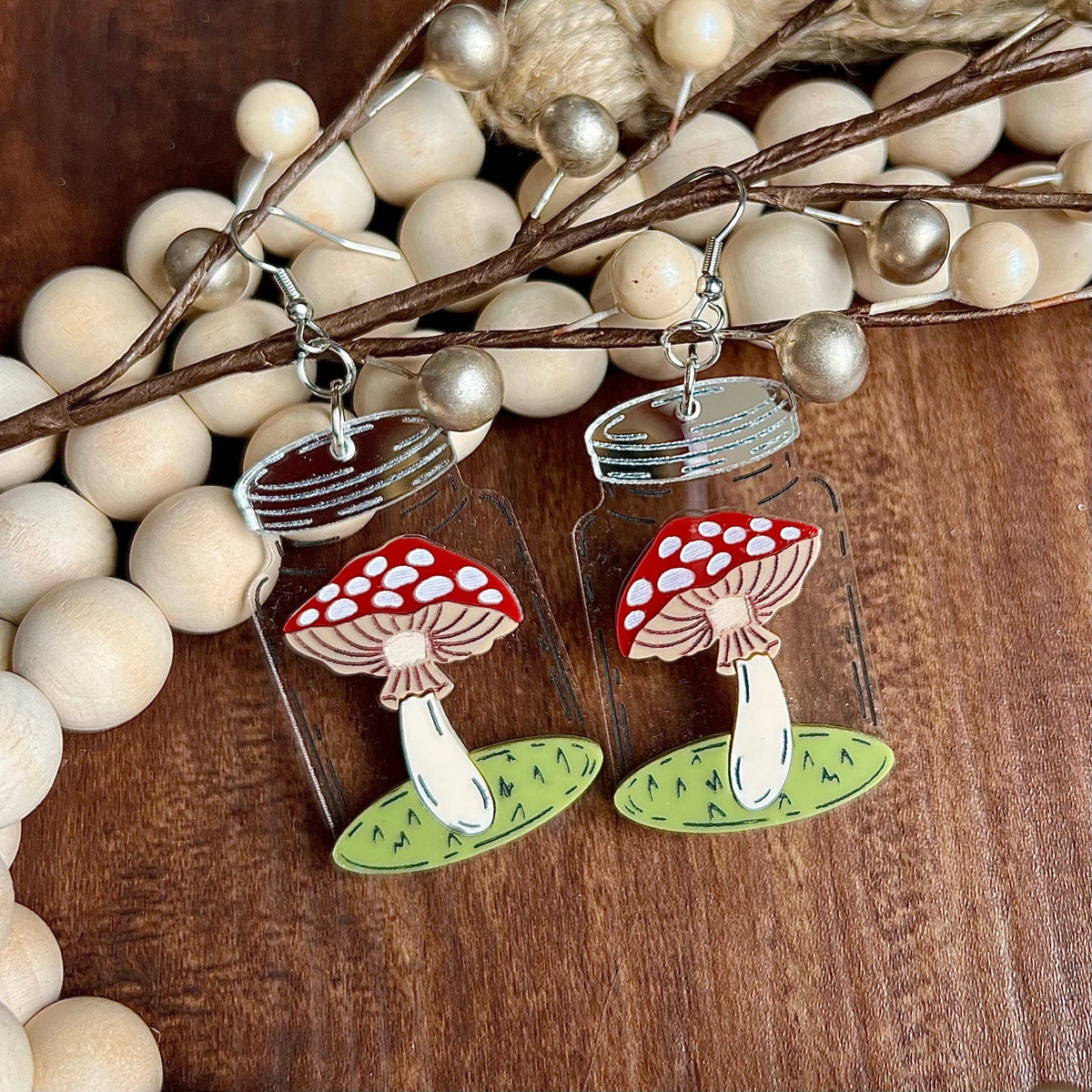 Mushroom Jar Dangle Earrings