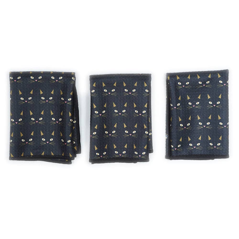 Black Cat Mighty Mini Towel (Set of 3) Reversible