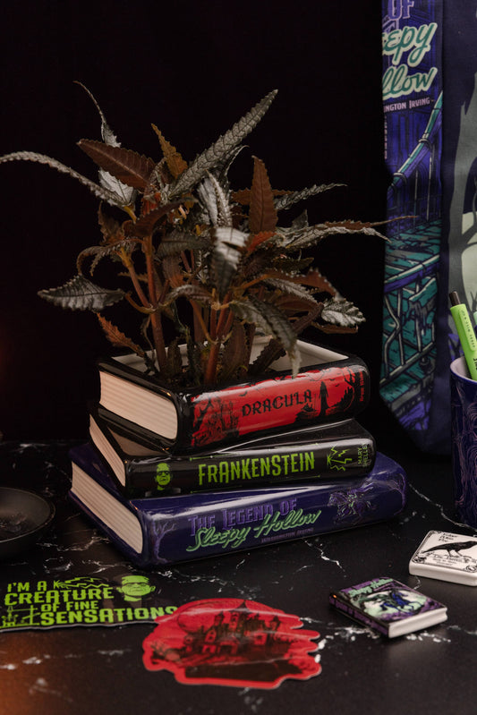 Sleepy Hollow Stacked Book Planter