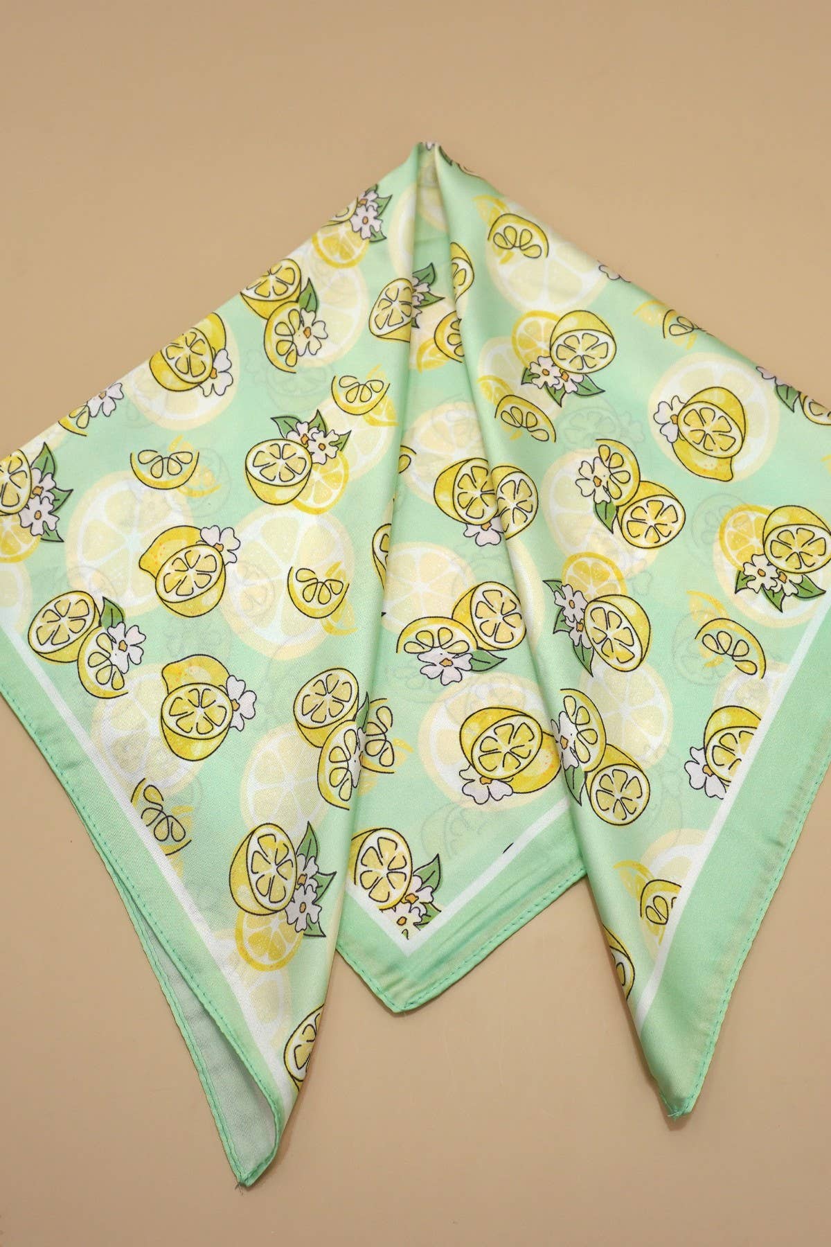Mint Flower and Lemon Print Scarf