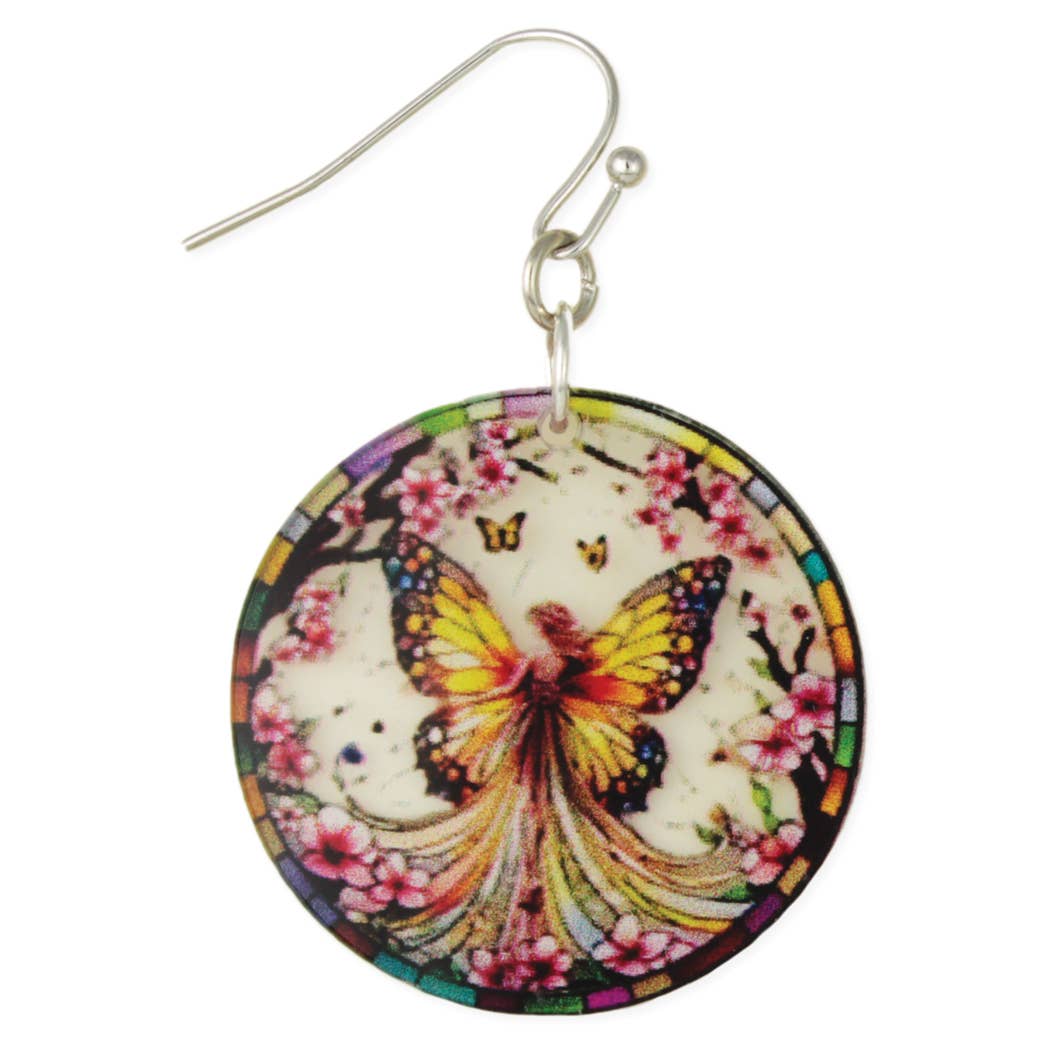 Butterfly Burst Clear Acrylic Nature Print Earrings