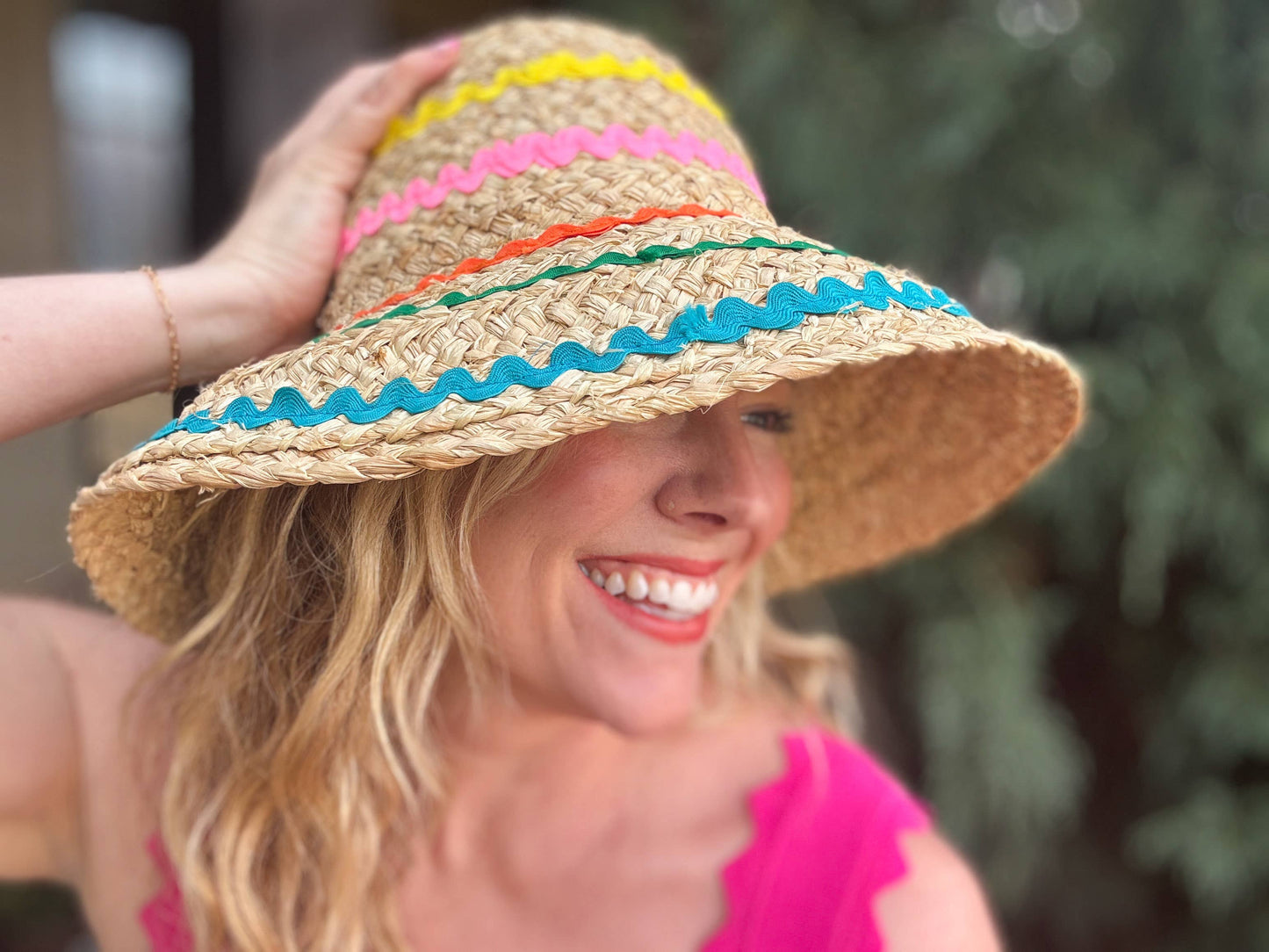 Colorful Raffia Bucket Hat