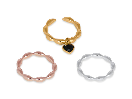 Trio of Spiral Rings