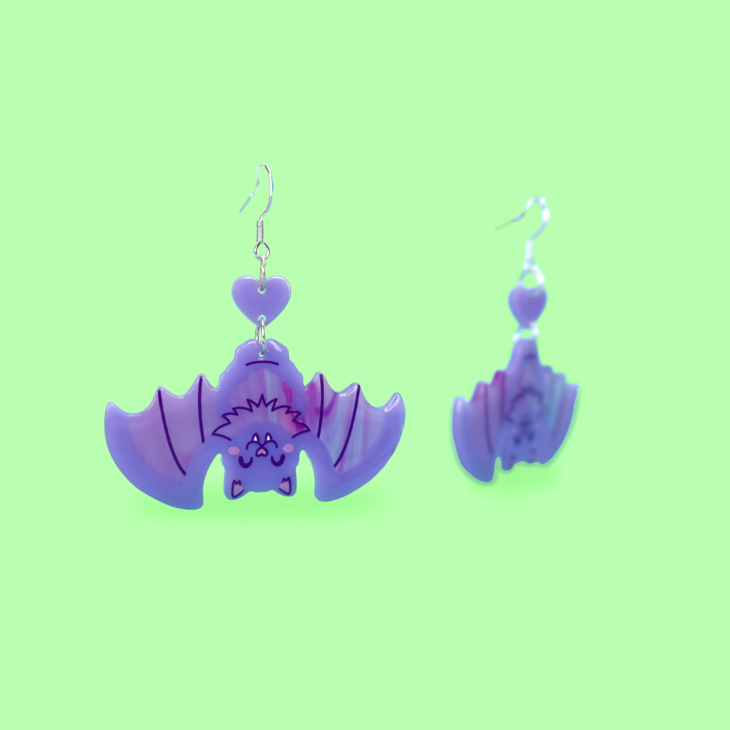 Hanging Bat Halloween Acetate Dangle Earrings