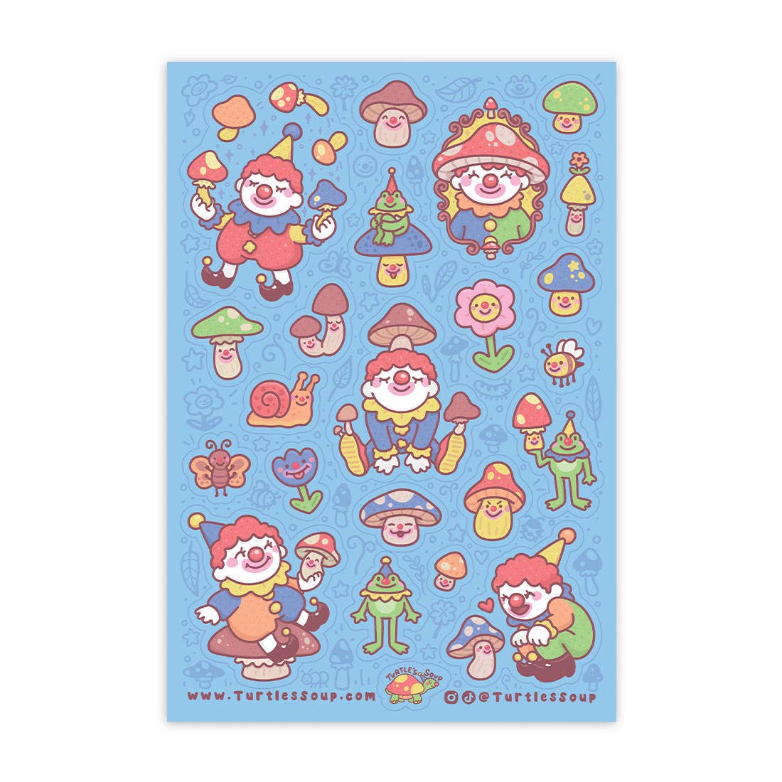 Mushrooms and Clowns Woodland Stationery Sticker Sheet
