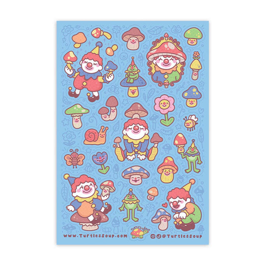 Mushrooms and Clowns Woodland Stationery Sticker Sheet