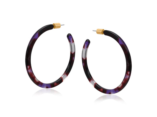 Blue Black Resin Hoop Earrings