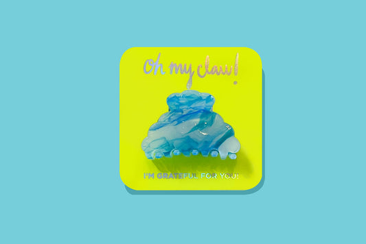 Blue Claw Hair Clip on Affirmation Card - "I'm Grateful for You!"