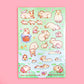 Sheet of cute animal stickers with a pink border on a pink background