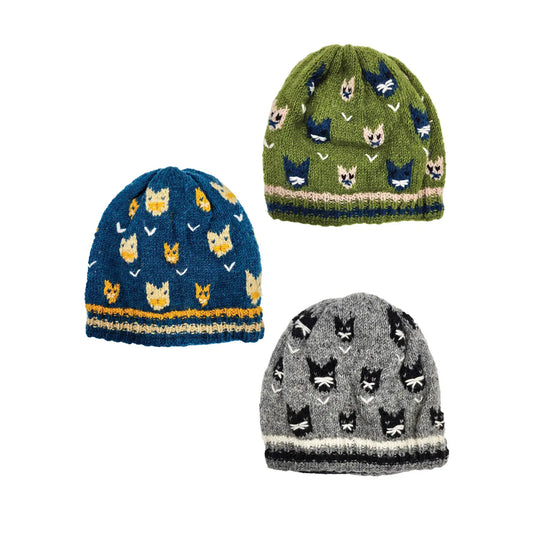 Handmade Knit Beanie Hat Cat