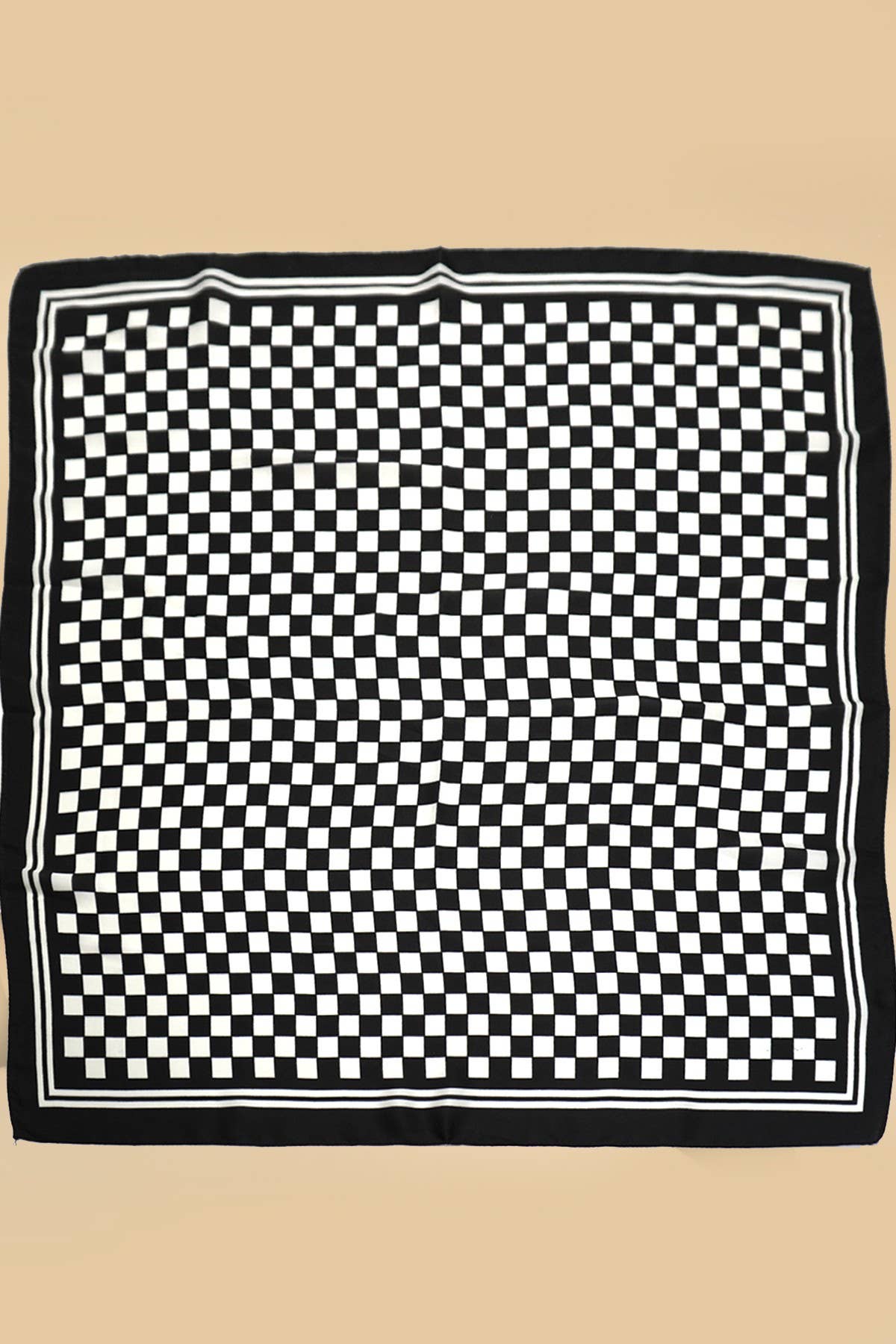 Checker Print Black and White Silk Finish Scarf