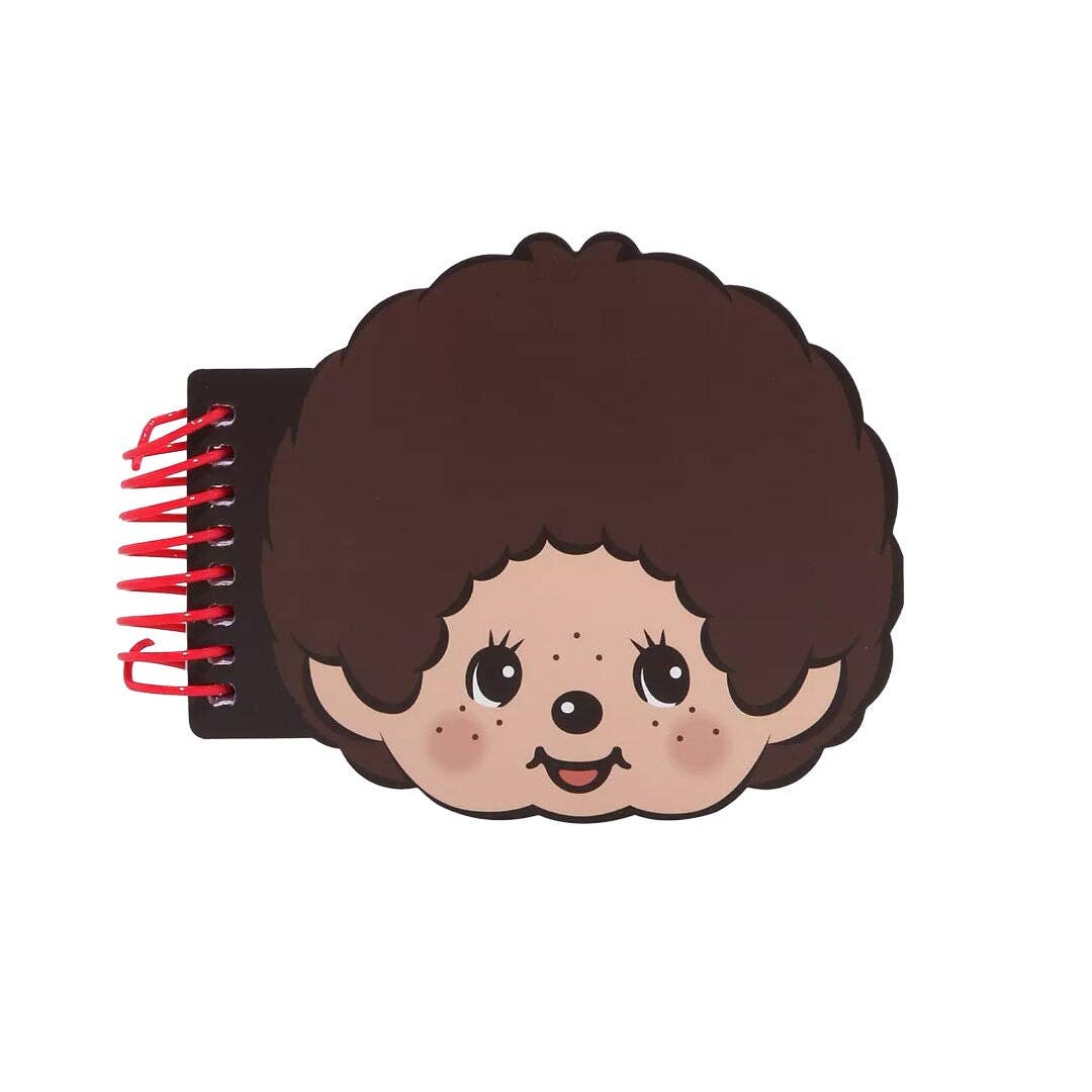 Monchhichi spiral notebook on a white background