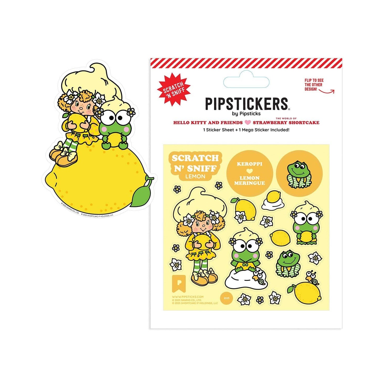 Pipsticks Lemon scratch and sniff sticker set with Hello Kitty and friends design on a white background